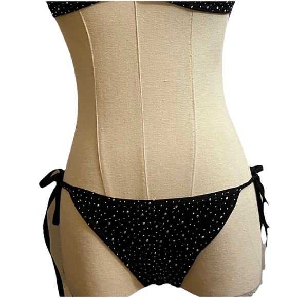 Oneheekini Cheeky Bikini String Swimsuits with Rhinestones, One Size, Black - Picture 3 of 16